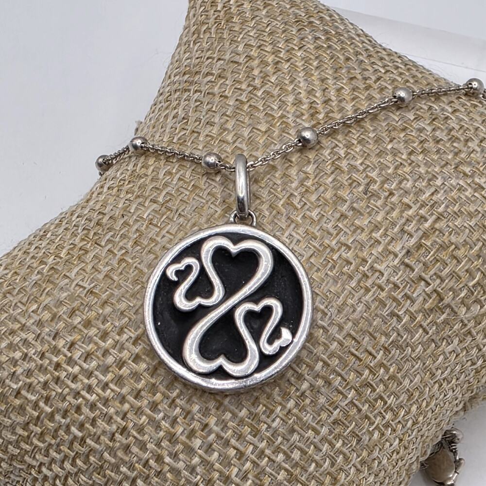 Jane Seymour Open Hearts Disc Sterling Silver Stationed Chain Necklace